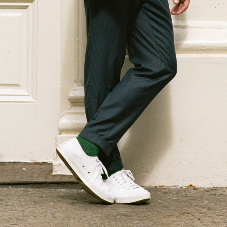 MM Green Monogram Sock
