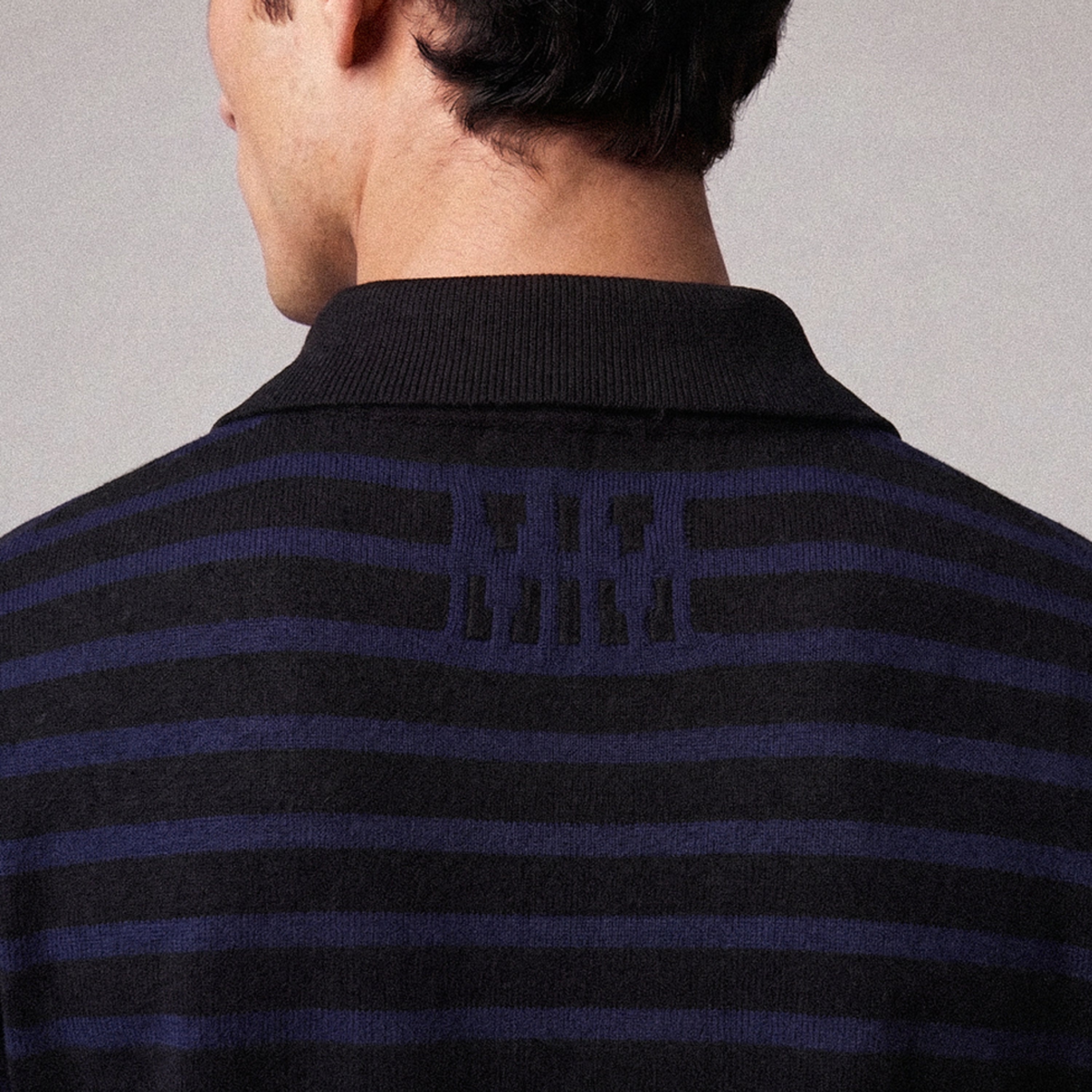 Titan Navy Striped Cashmere Polo