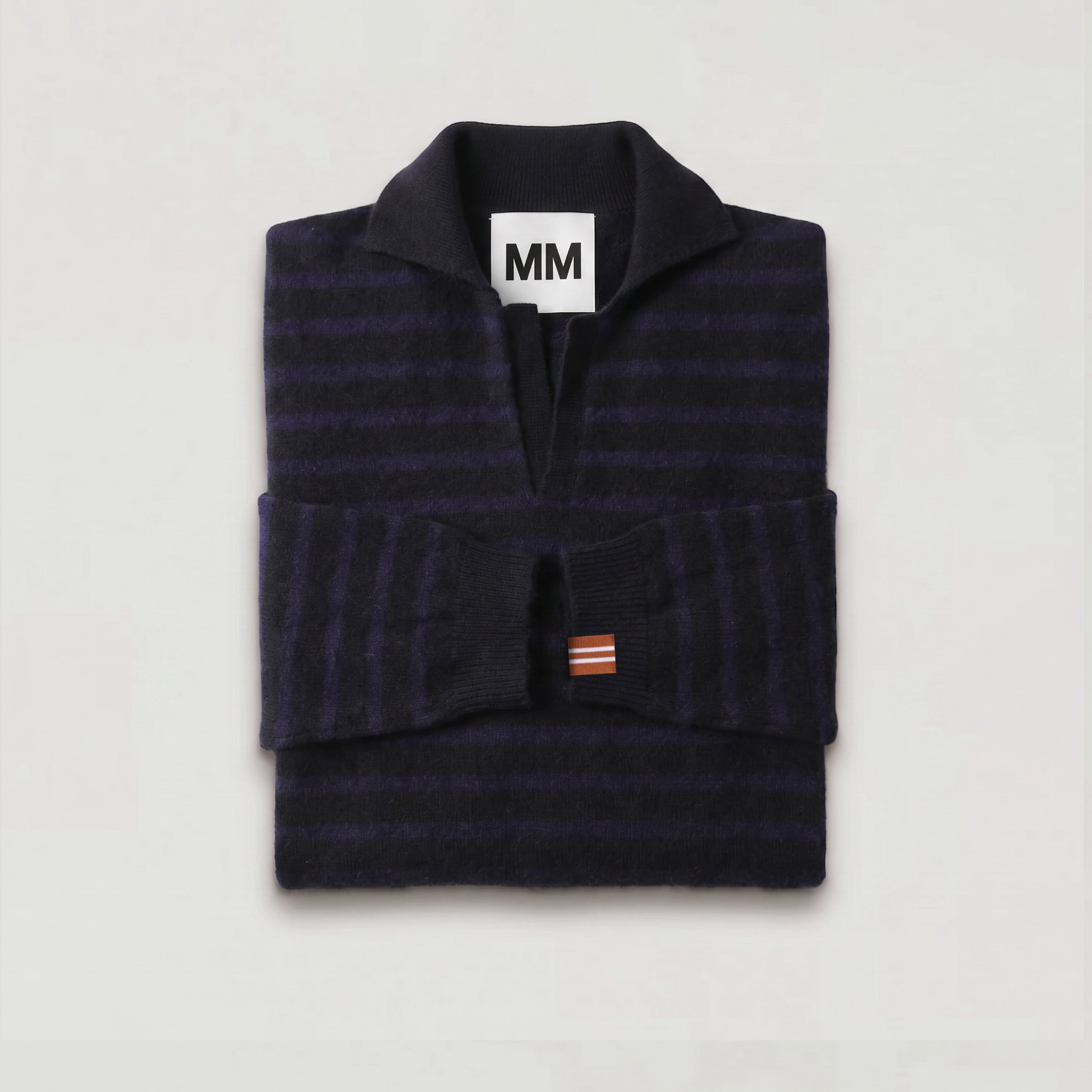 Titan Navy Striped Cashmere Polo
