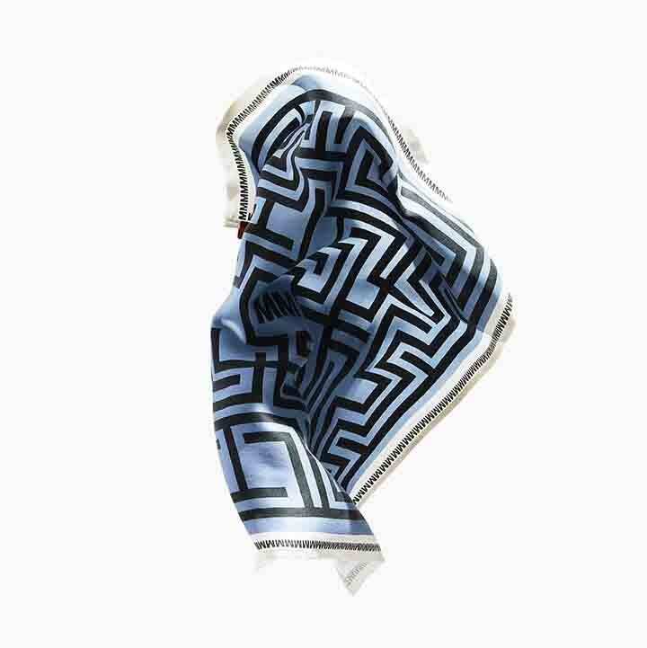 Blue Maze Silk Bandana