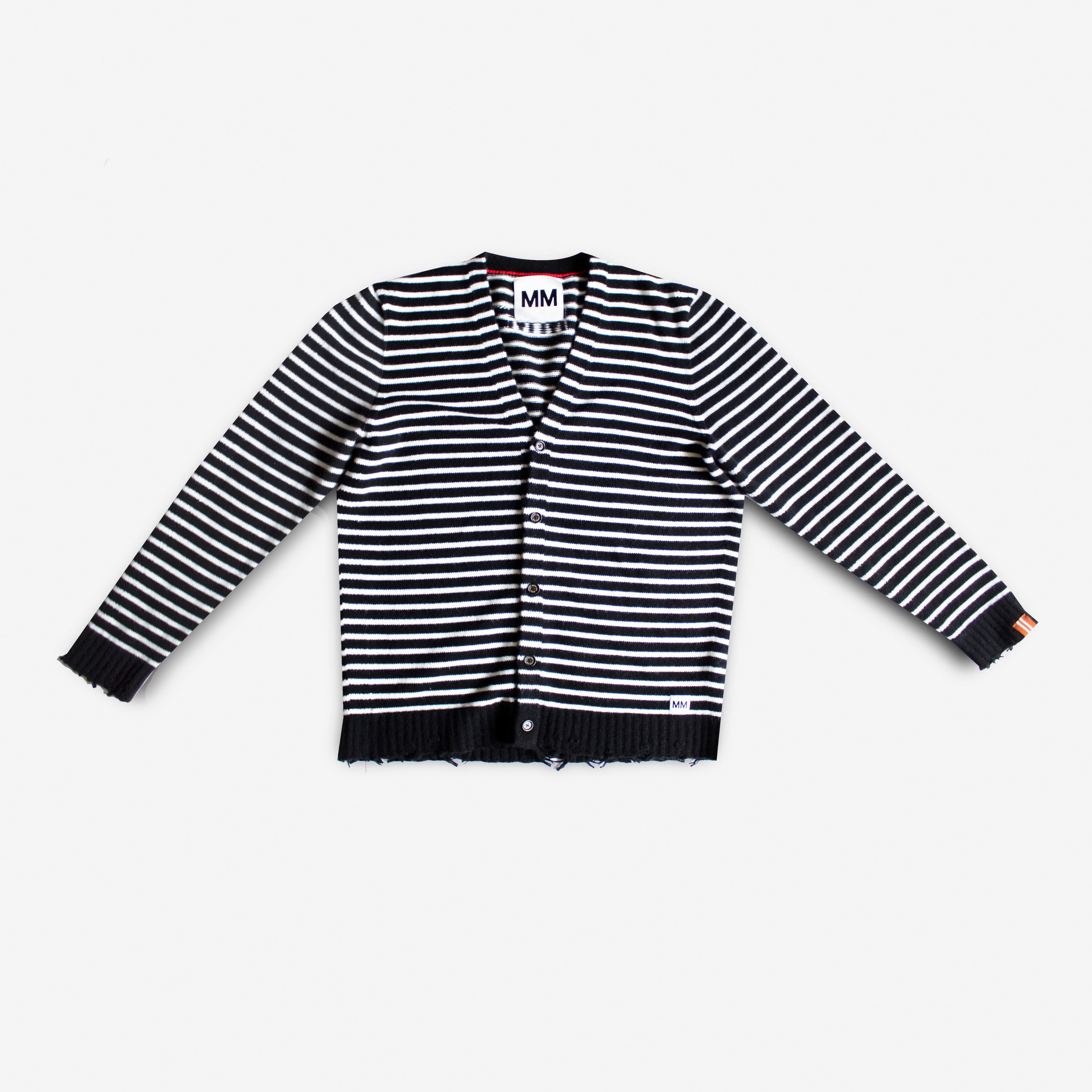 The Black Cashmere Stripe Cardigan