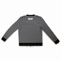 The Black Cashmere Stripe Cardigan